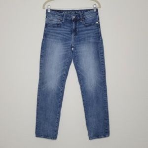 AMERICAN EAGLE Next Level Flex Straight Leg Light Jeans Whisker Detail 29x30